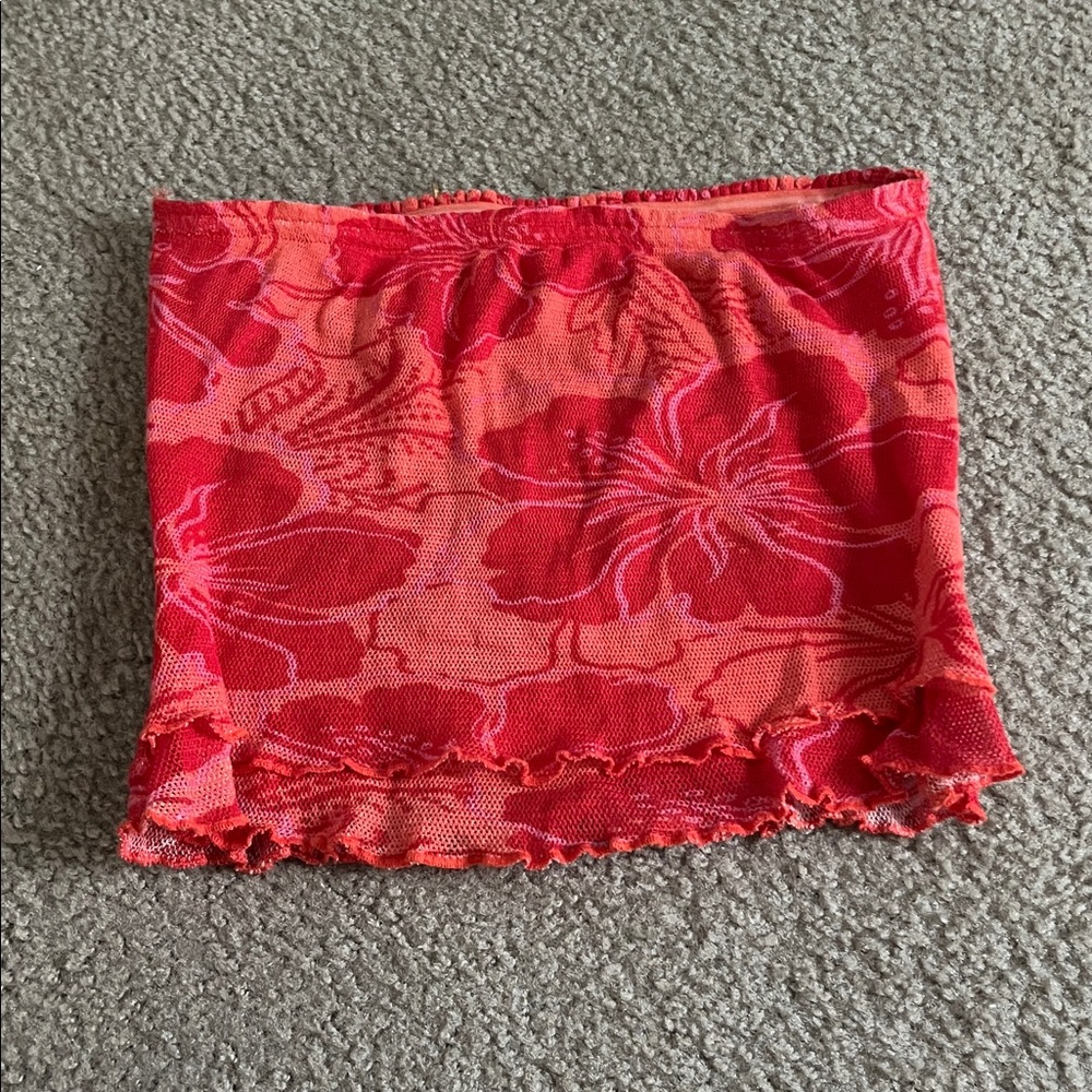 Free People Red Floral Poppy Tube Top
